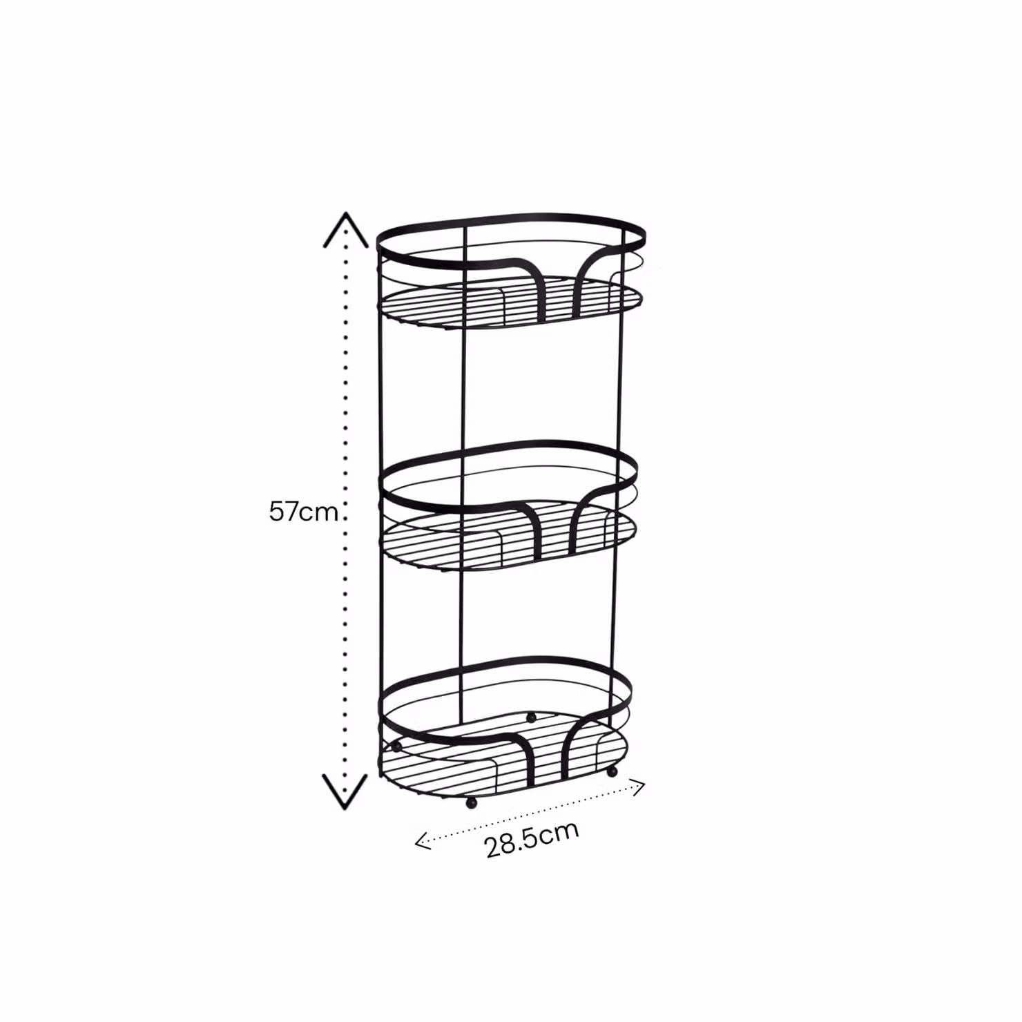 Showerdrape Dante Modern 3-Tier Freestanding Metal Floor Caddy in Black