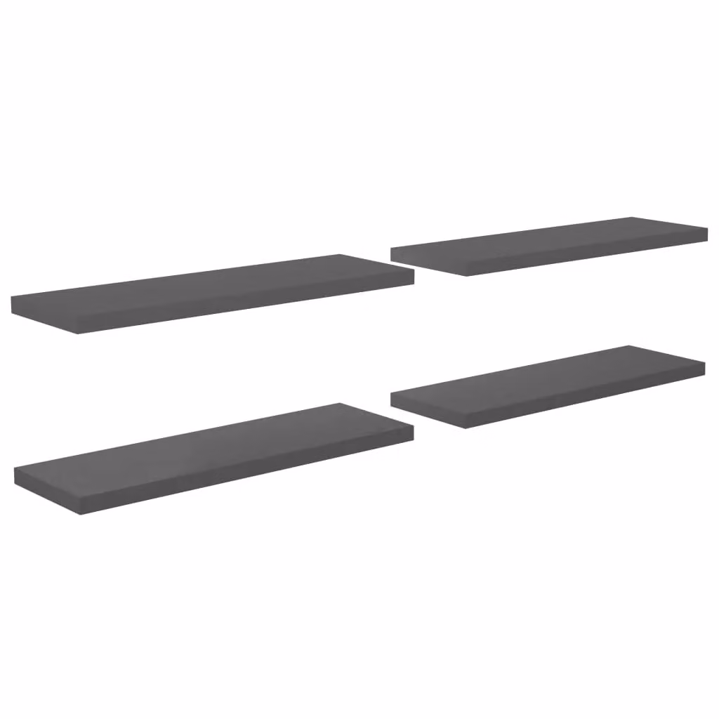 Berkfield Home Set of 4 Floating Wall Shelves in High Gloss Grey, W/D/H: 120 x 23.5 x 4 cm – 2