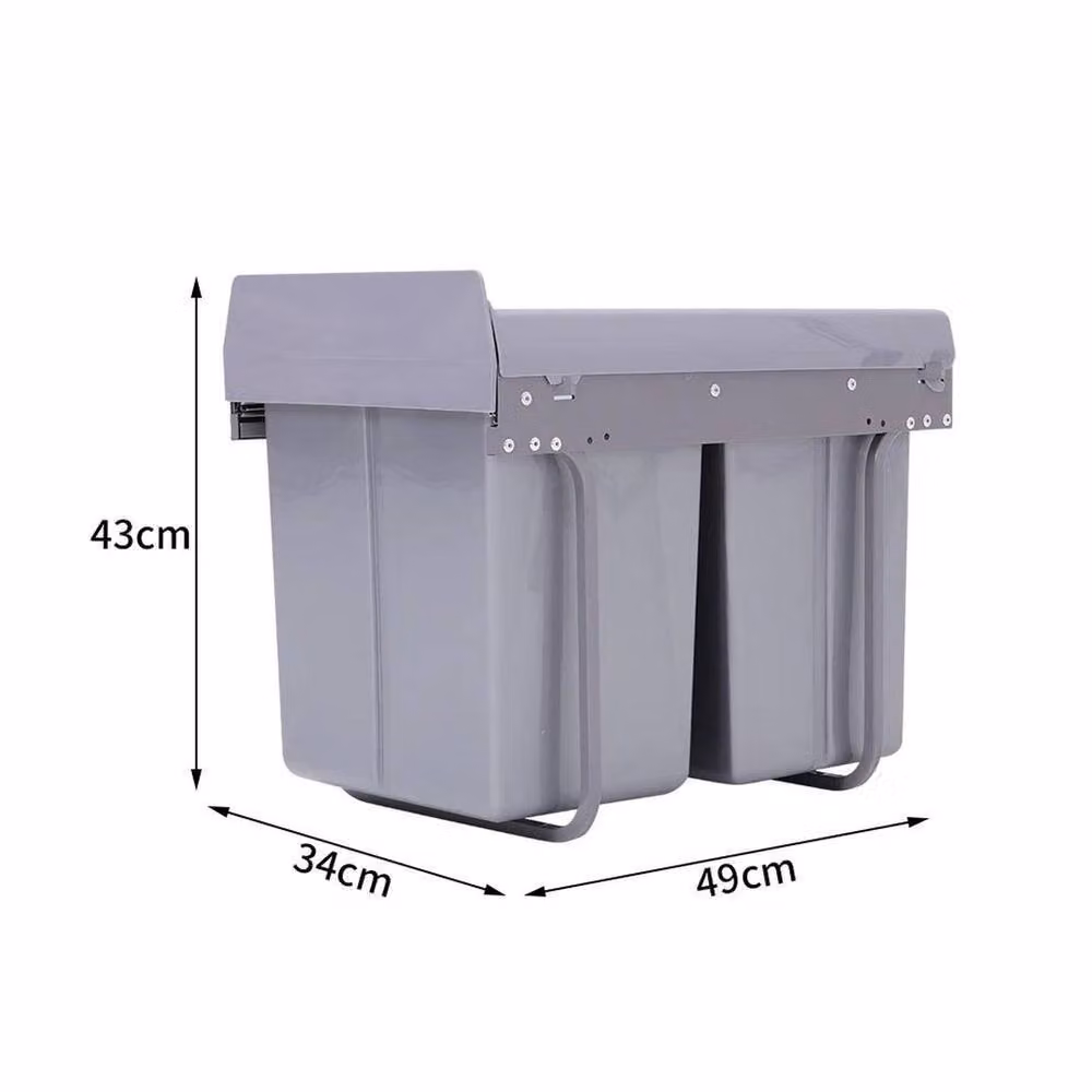 EONLION Grey Pull Out Kitchen Waste Bin System with Soft Close Mechanism, 2 x 10L and 1 x 20L Capacity – 2