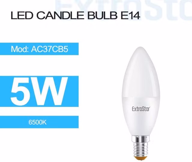 Livingandhome LED Candle Bulb E14 5W Cool White 6500K