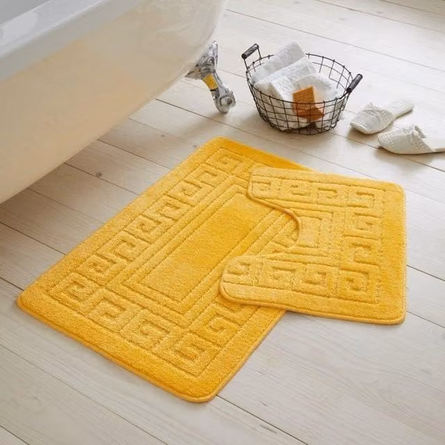 GAVENO CAVAILIA Greek Graphic Bath Mat in Yellow