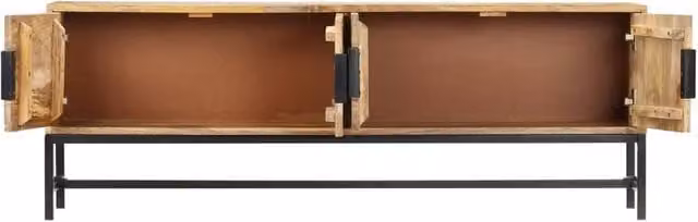Berkfield Home Industrial TV Cabinet in Brown Solid Mango Wood, W/D/H: 140 x 30 x 50 cm