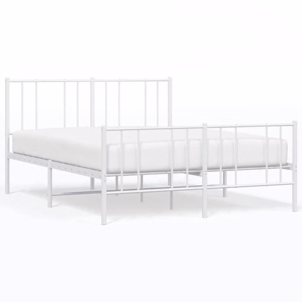 Berkfield Home Metal Bed Frame with Headboard and Footboard, White, W/D/H: 150 x 200 cm – 2