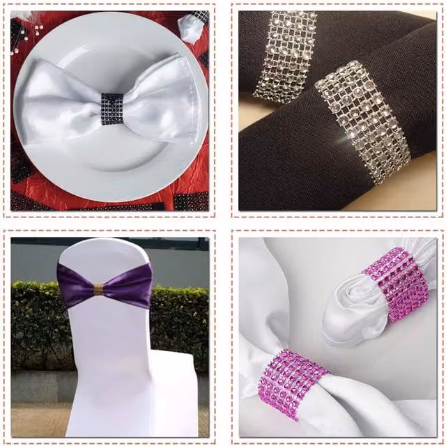 Trimming Shop Silver Rhinestone Napkin Rings
