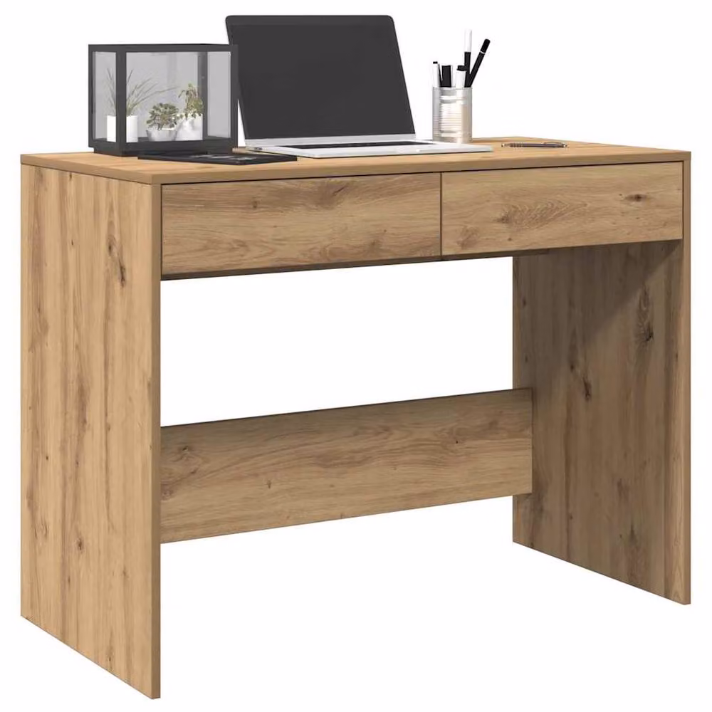 Berkfield Home Artisan Oak Writing Desk in Brown, W/D/H: 101 x 50 x 76.5 cm – 3