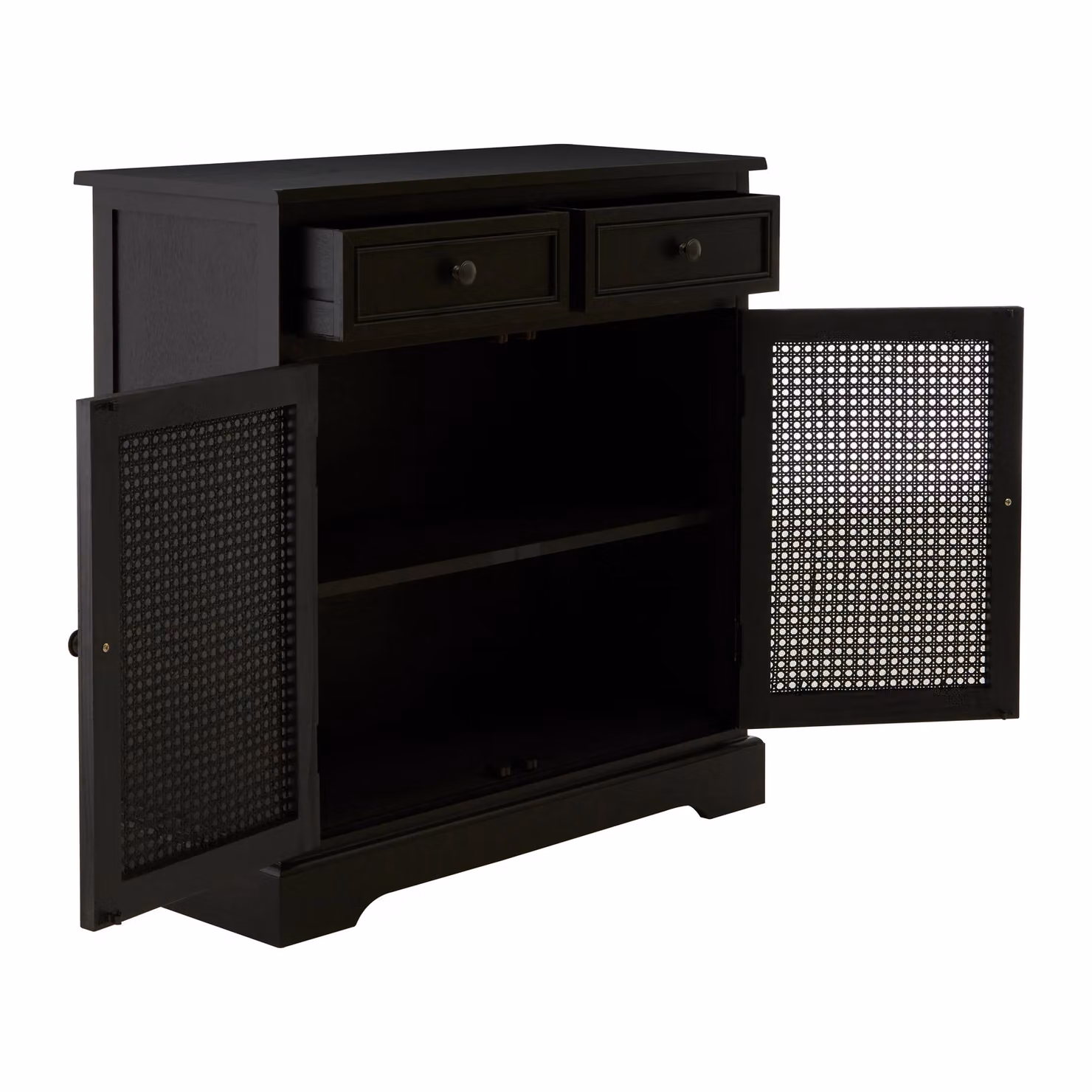 Orsina 2 Drawer Colonial Pine Wood Cabinet in Black – 3