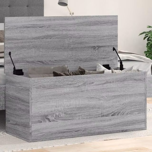 Berkfield Home Grey Sonoma Storage Box with Soft Close Lid, W/D/H: 100 x 42 x 46 cm