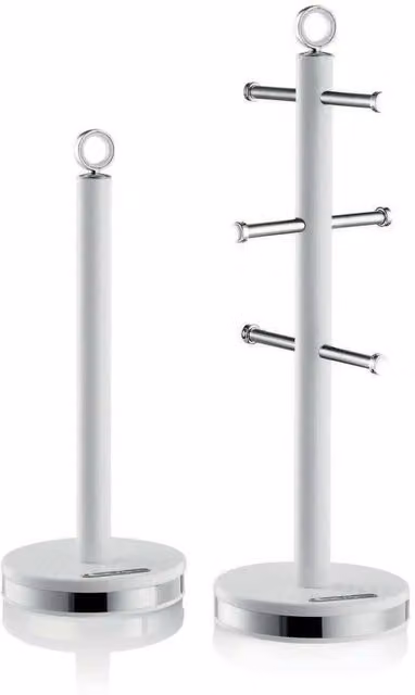 Swan Freestanding Towel Pole and Mug Tree Set in White Coated Steel