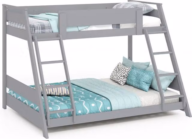Costway 2-in-1 Convertible Bunk Bed Frame with 2 Ladders in Grey