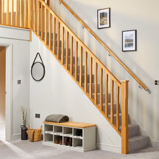 Cheshire Mouldings Oak Stop Chamfered Spindle Stair Kit, Natural, Width: 41 mm