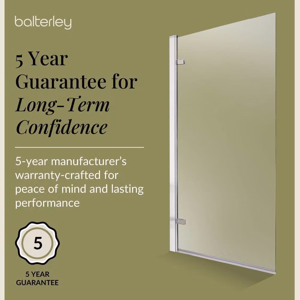 Balterley Reversible Hinged Straight Shower Bath Screen, 8mm Safety Glass, Chrome and Silver – 2