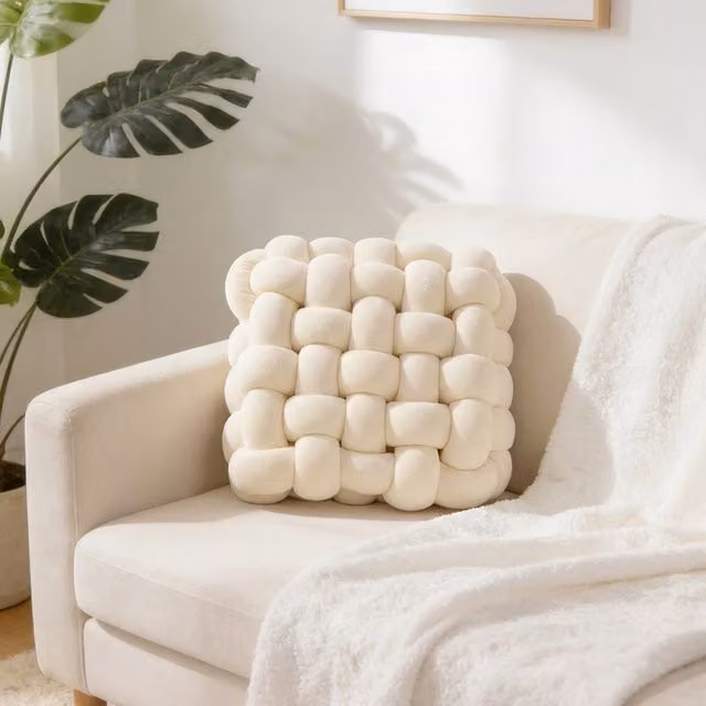 Livingandhome Modern Square Soft Woven Foam Seat Cushion in White