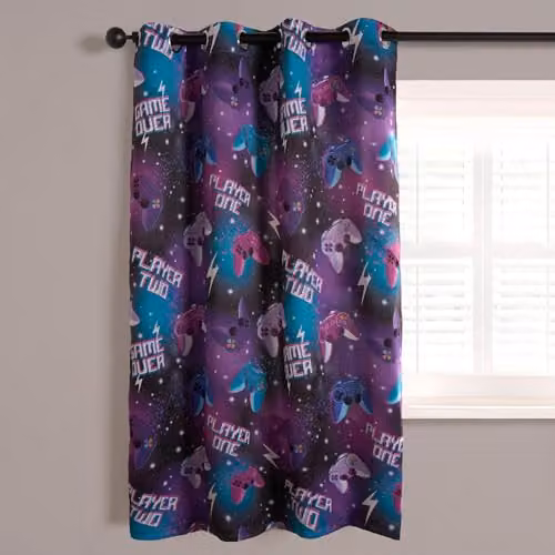 OHS Blackout Eyelet Curtains for Childrens Bedrooms with Gaming Graphic Print, Thermal Insulated, 2 Panels, W: 116.84 cm, H: 137.16 cm, Multicolour – 2