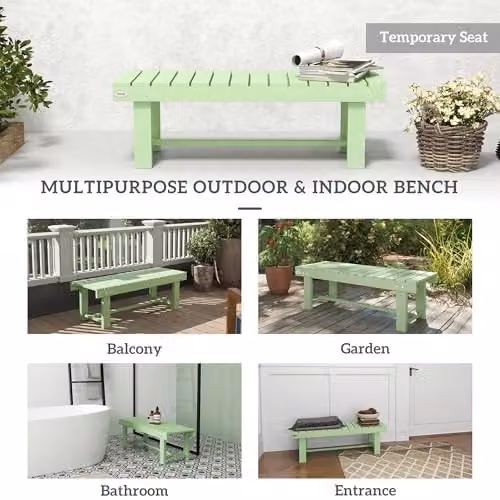 Outsunny 2 Seater Wooden Garden Bench in Light Green, W/D/H: 110 x 38 x 35 cm – 6