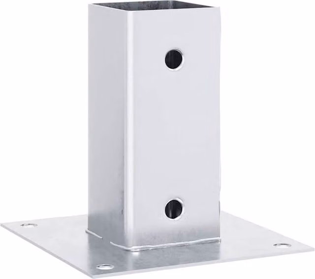 Berkfield Home Silver Galvanised Steel Square Bolt Down Post Bases, 4 Pack, 61 x 61 mm – 1