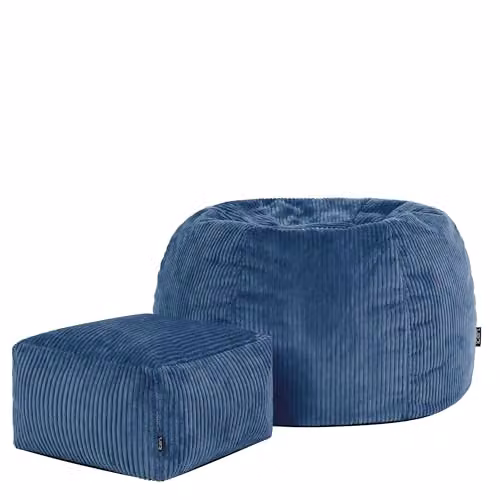 icon Kingston Cord Bean Bag and Footstool with Filling Included, Blue – 4