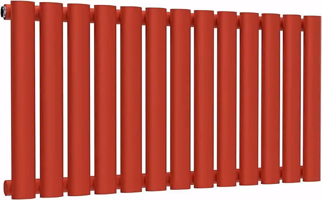 Lux Heat Oval Horizontal Wall Mounted Steel Radiator in Red, W: 78 cm, H: 40 cm