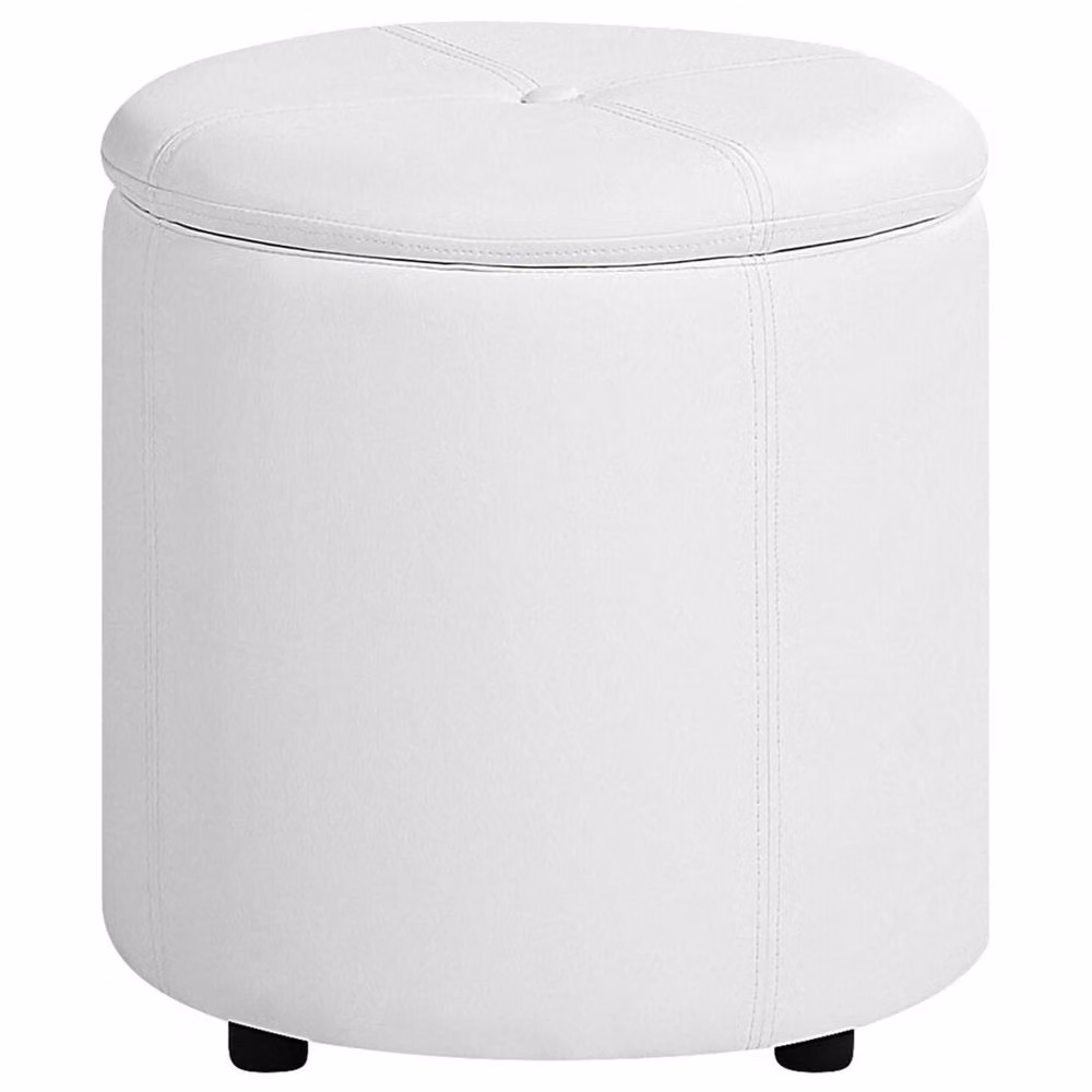 Wyld and Coco Glamour White Faux Leather Storage Pouffe W/D/H: 40 x 40 x 38 cm – 2