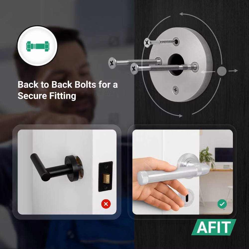 AFIT Satin Nickel Fire Door Handle and Key Lock Set with Internal Hinges in Silver, 150 x 150 mm – 3