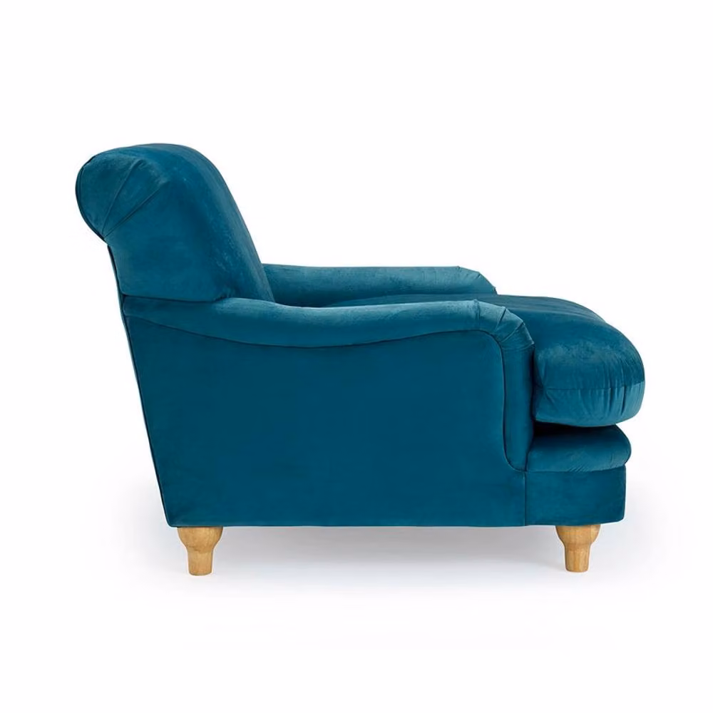 LPD Plumpton Tub Chair in Peacock Blue Velvet Fabric, W: 106 cm, D: 106 cm, H: 84 cm – 3