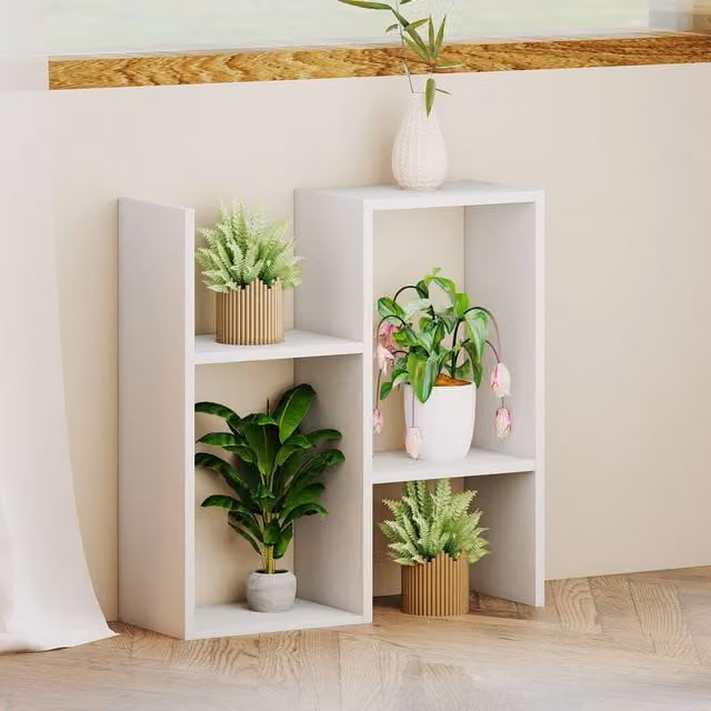 Levede Slim Side Table Storage Shelf in White