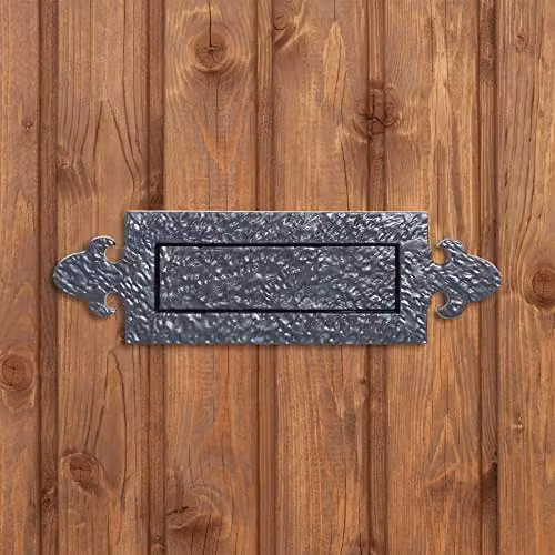 Hammer and Tongs Fleur De Lis Iron Letter Plate, Matt Black, Pack of 2, W: 34.5 cm, H: 10.5 cm – 6