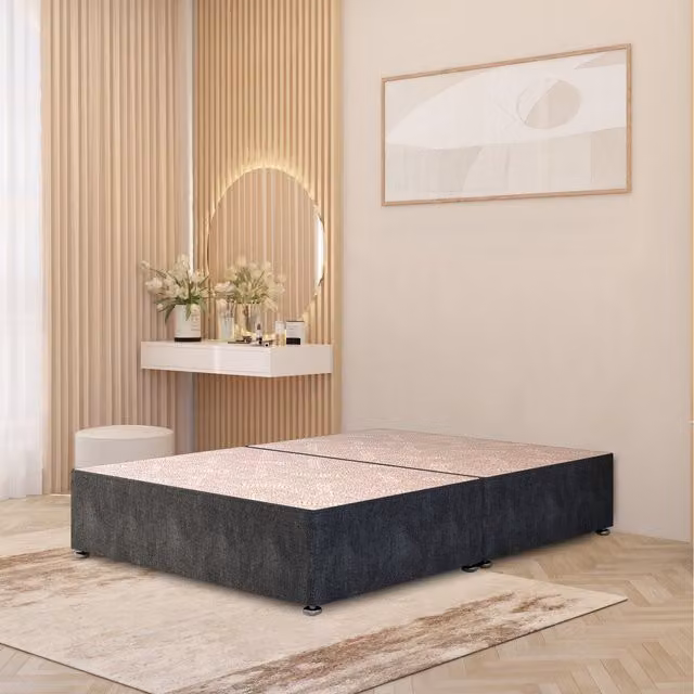 Somnior Beds Ltd Small Single Divan Bed Base with Drawers in Charcoal Grey Tweed Fabric