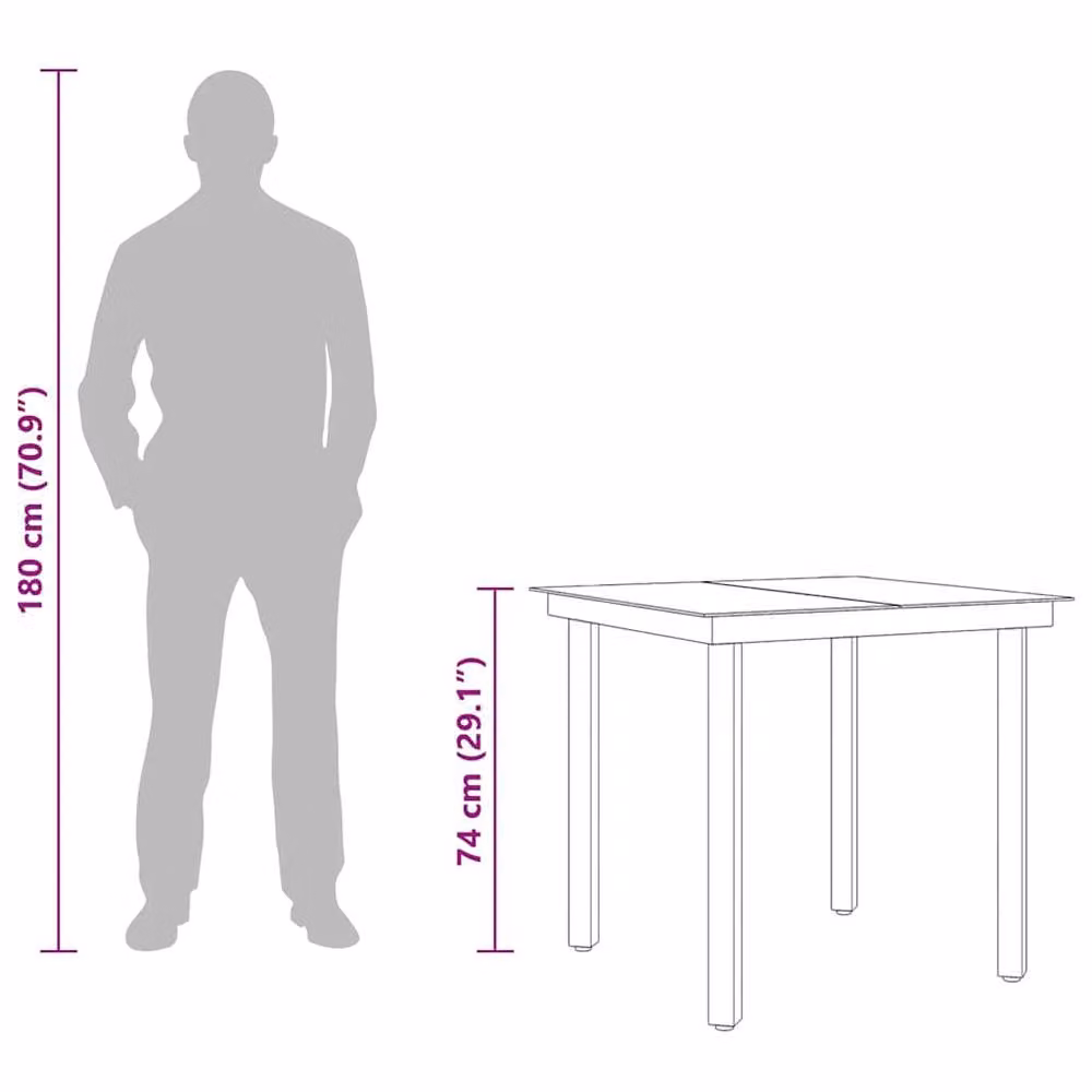 Berkfield Home Black Steel and Glass Garden Dining Table W/D/H: 80 x 80 x 74 cm – 6