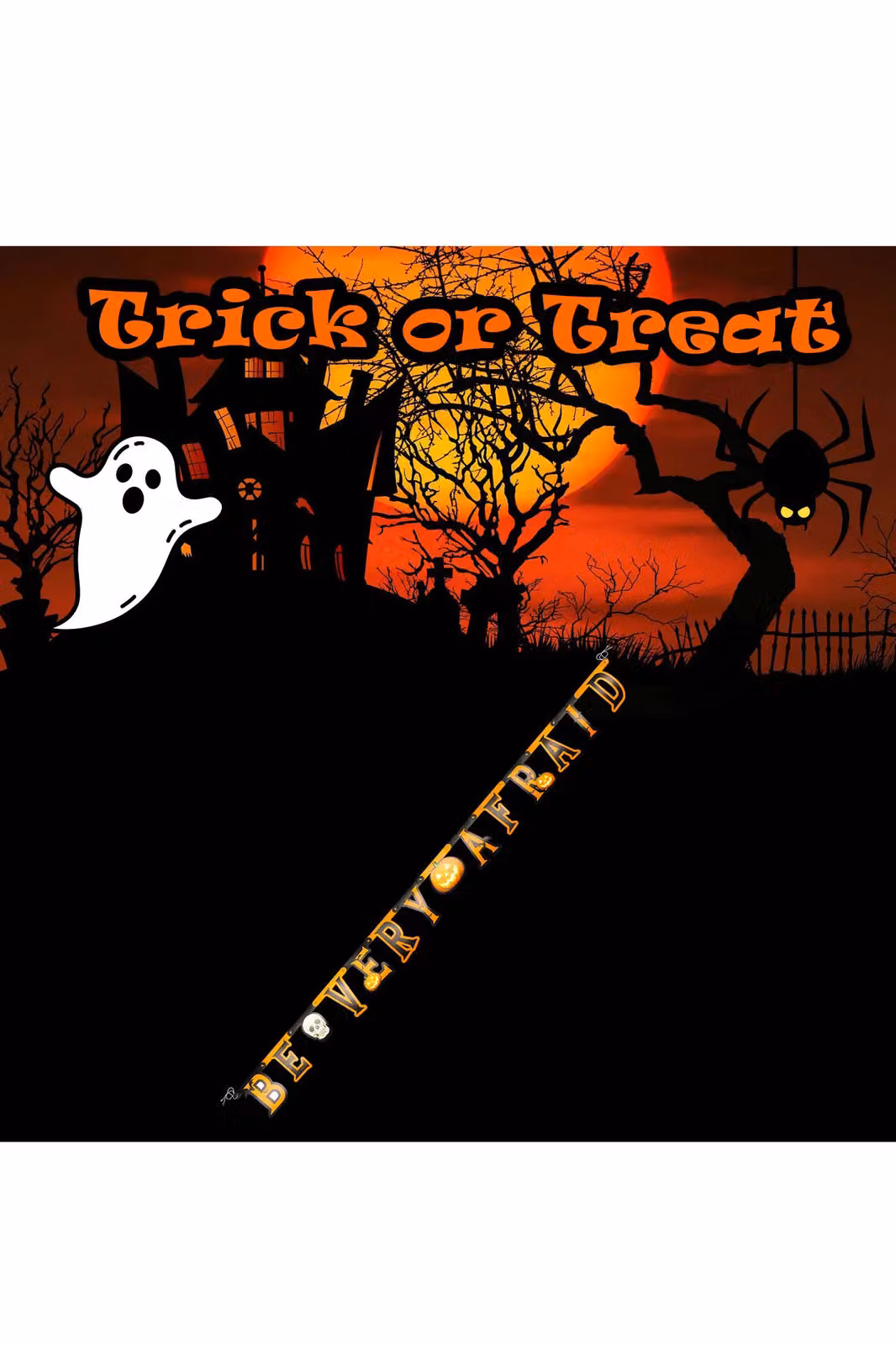 VFM e-Store Orange Halloween Be Very Afraid Hanging Banner, Width: 182 cm – 3