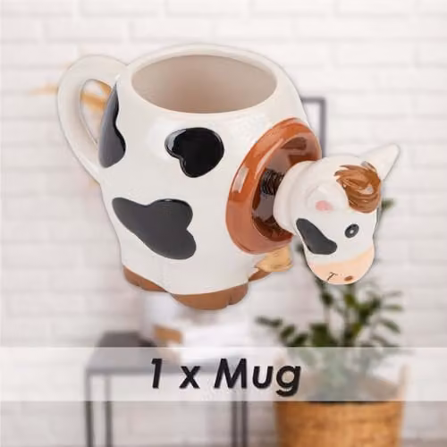 VFM e-Store Shaking Cow Wobble Mug, Multicolour, W: 11 cm, D: 10 cm – 4