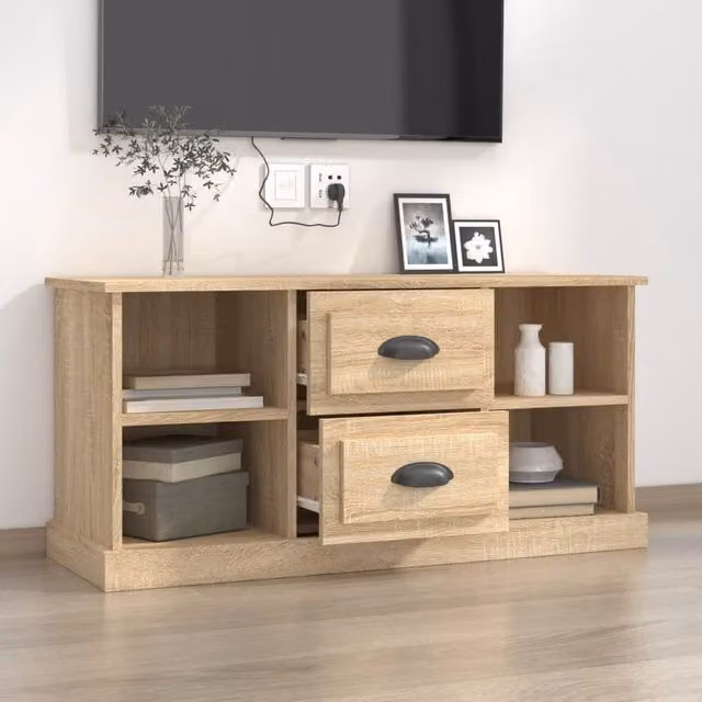 Berkfield Home Modern TV Cabinet in Light Oak Sonoma Oak, W: 99.5 cm, D: 35.5 cm, H: 48 cm – 1