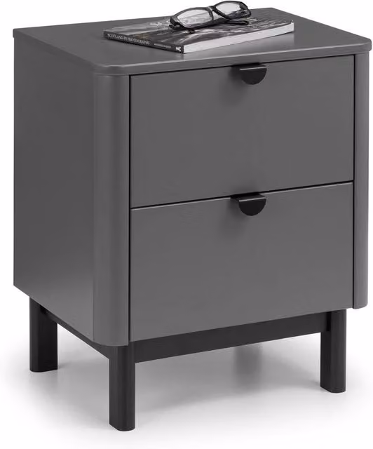 Cheshire Premium Nova 2 Drawer Bedside Unit in Storm Grey and Black – 1