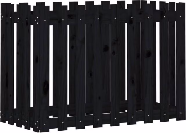 Berkfield Home Garden Raised Bed with Fence Design in Black, Solid Wood and Plastic, W/D/H: 100 x 50 x 70 cm