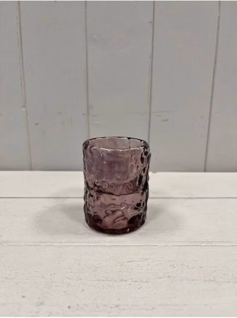KDMD Large Amethyst Straight Textured Glass Candle Holder in Purple