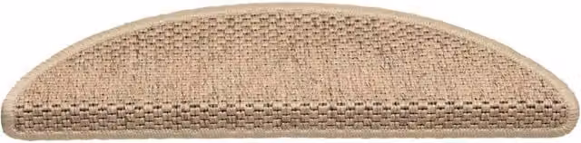 Berkfield Home Self-adhesive Sisal-Look Stair Mats, 15 Pieces, Beige Sand, W: 56 cm, D: 17 cm, H: 3 cm