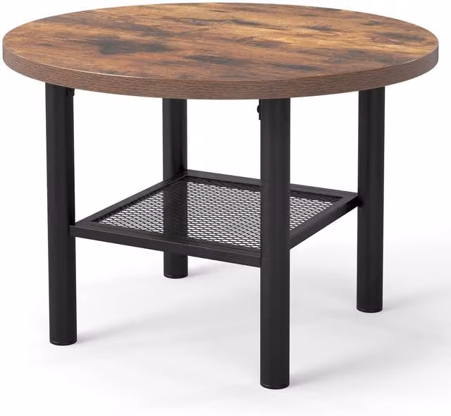 Costway Modern 2-Tier Round Coffee Table in Brown – 1