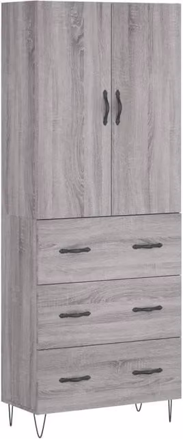 Berkfield Home Grey Sonoma Highboard in Engineered Wood W/D/H: 69.5 x 34 x 180 cm