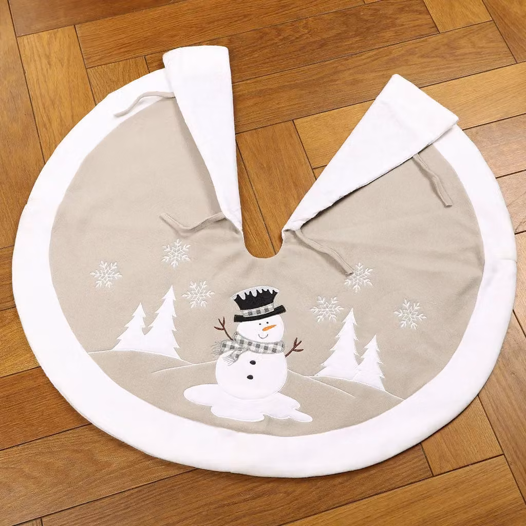 Dibor Traditional White and Grey Snowman Christmas Tree Skirt, Diameter: 86 cm – 3