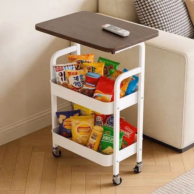 PAWNORA 3-Tier Modern Metal Kitchen Trolley Cart in White