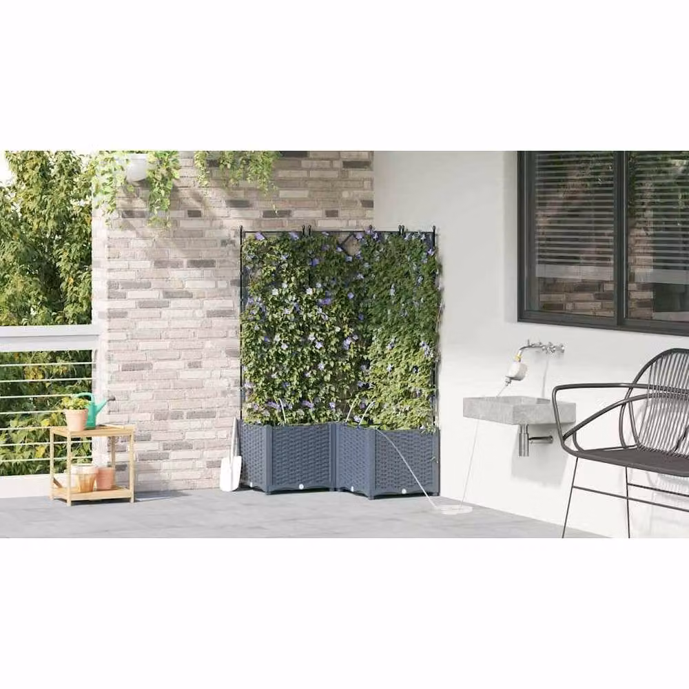 Berkfield Home Garden Planters with Water Irrigation System, 3 Piece Set, Grey – 4