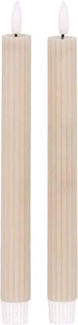 KDMD Luxe Collection Ribbed LED Taper Candles in Taupe/Beige