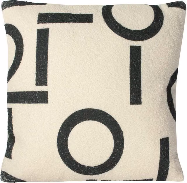 Riva Home Graphic Fleece Cushion, Black and White, 43 x 43 cm