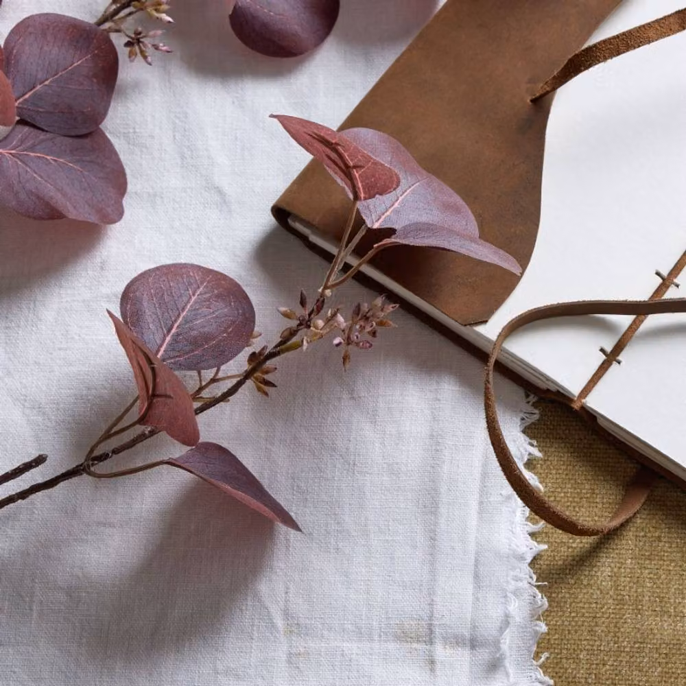 Lemon Pavilion Furniture and Decor Berried Eucalyptus Stem in Burgundy Plastic, W38 x D38 x H109 cm – 2