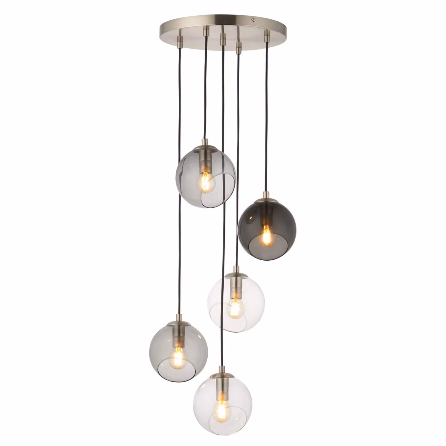 Pagazzi Branco Multi Light Suspended Glass Pendant Ceiling Light in Chrome and Grey – 2