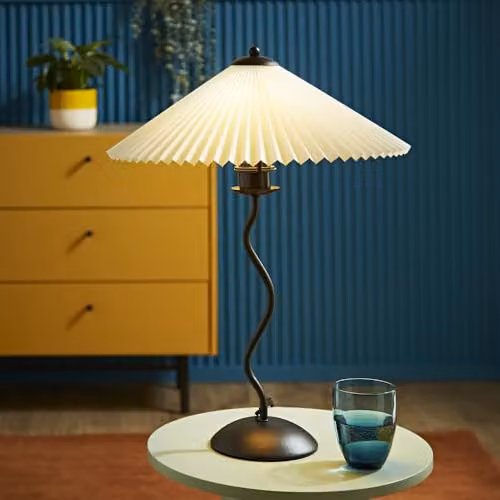 ValueLights Black Metal Wavy Single Stem Table Lamp with White Origami Paper Shade – 3