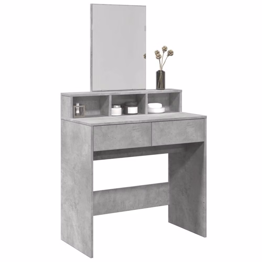 Berkfield Home Beautiful Dressing Table with Mirror in Concrete Grey, W: 80 cm, D: 41 cm, H: 144.5 cm – 2