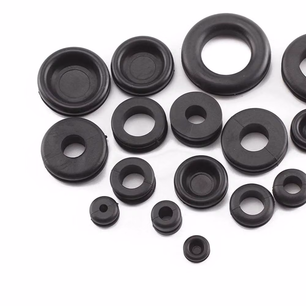 FLAVORA 200-Piece Assorted Black Rubber Blanking Grommets Open and Closed Plugs – 2