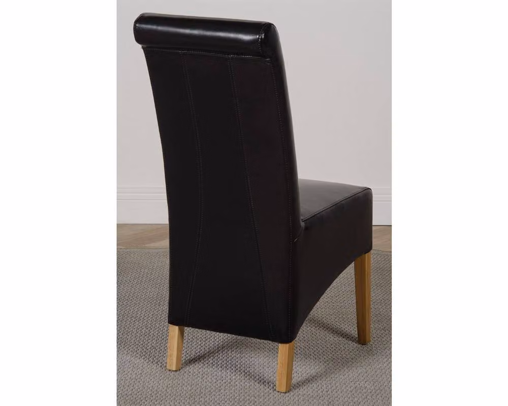 Thats Furniture Dakota Oak Dining Table and 6 Montana Black Leather Chairs Set, W: 182 cm, D: 92 cm – 6