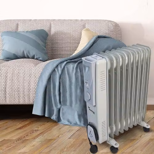 Actiasgear 2000W Oil Filled Portable Radiator in Grey and White with Thermostat and Overheat Protection – 2