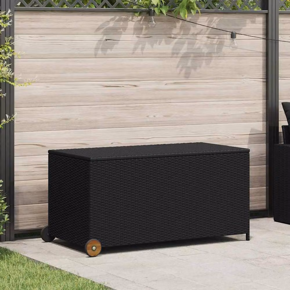 Berkfield Home Black Acacia Wood and Steel Geometric Garden Storage Box W/D/H: 120 x 65 x 61 cm – 2